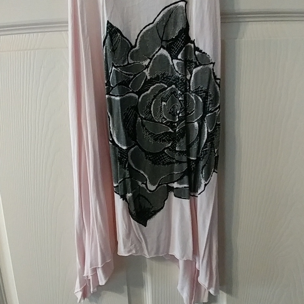 Pink and black tank with rose design